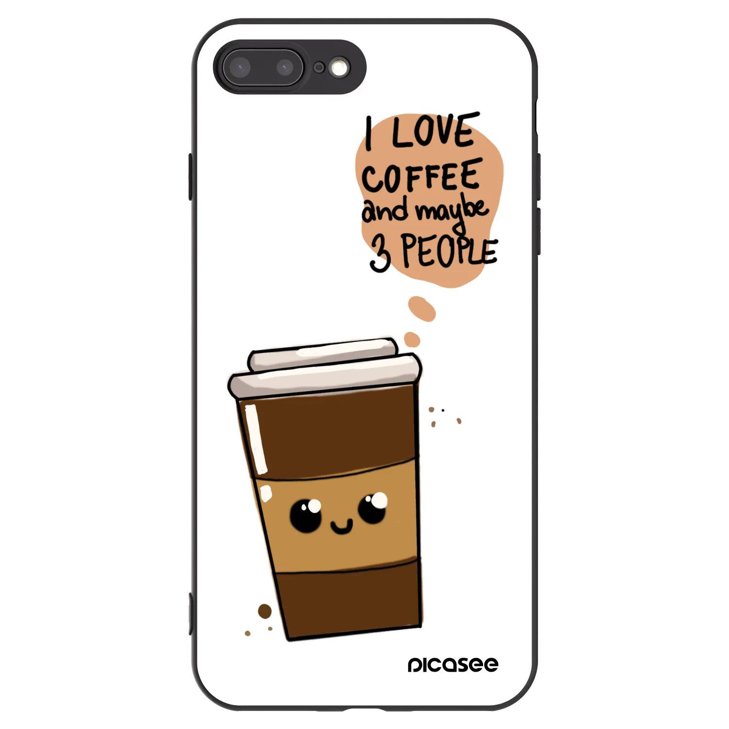 Picasee silikonový černý obal pro Apple iPhone 8 Plus - Cute coffee