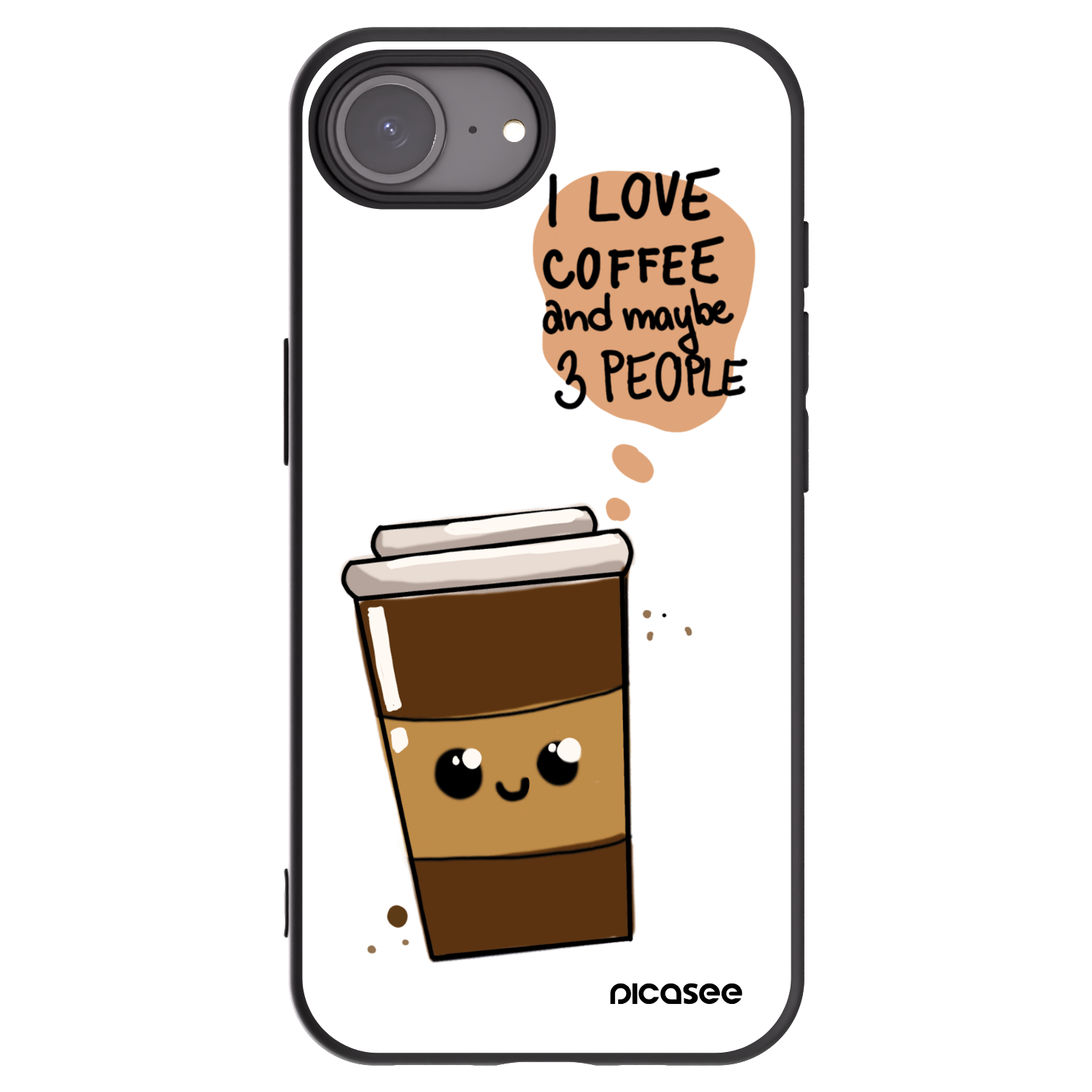 Picasee silikonový černý obal pro Apple iPhone 16e - Cute coffee