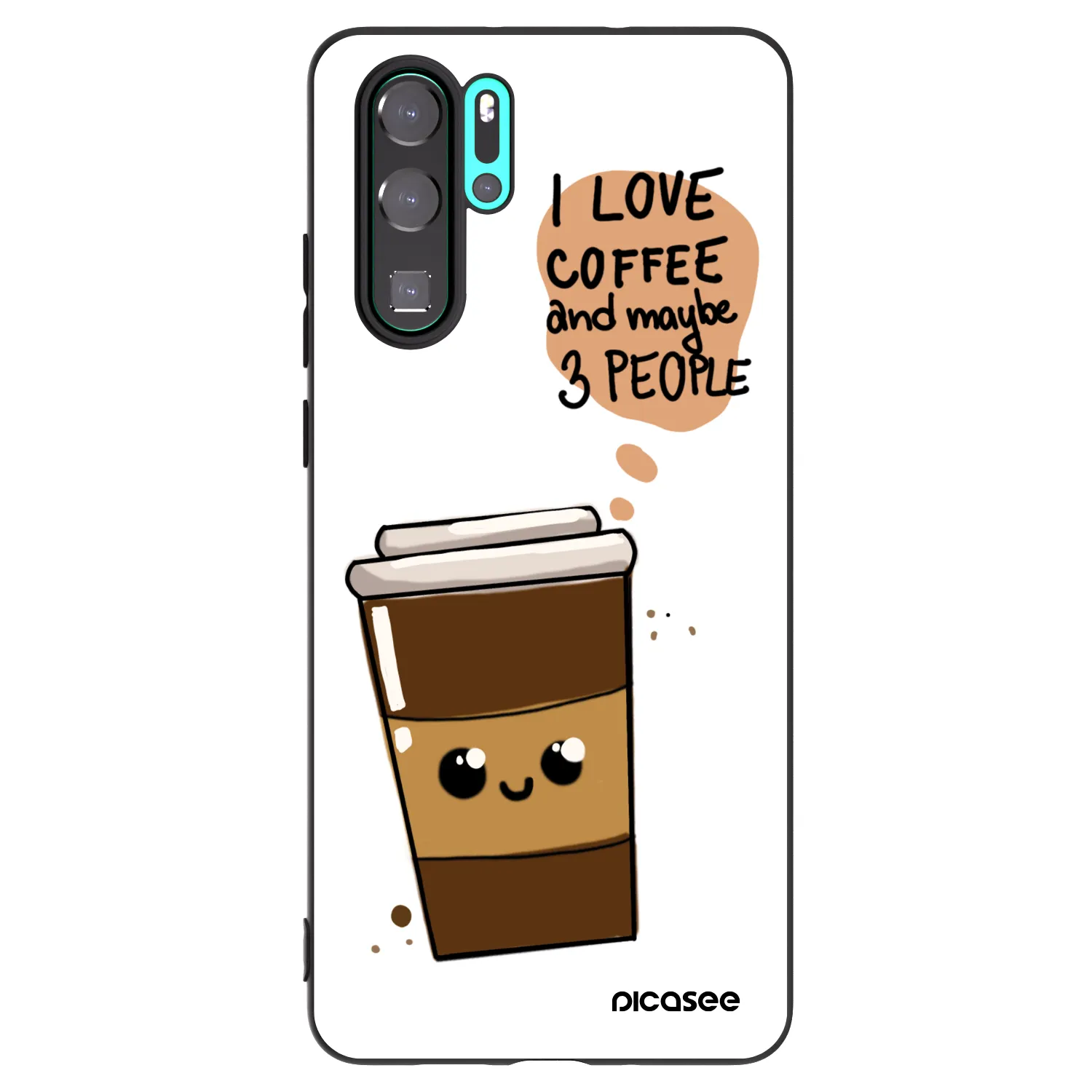 Picasee silikonový černý obal pro Huawei P30 Pro - Cute coffee