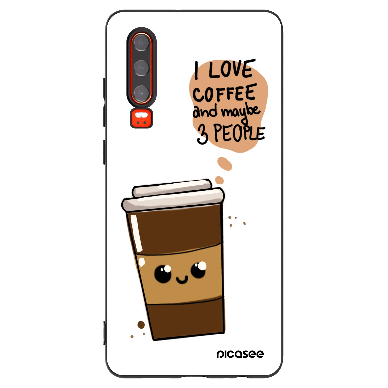 Picasee silikonový černý obal pro Huawei P30 - Cute coffee