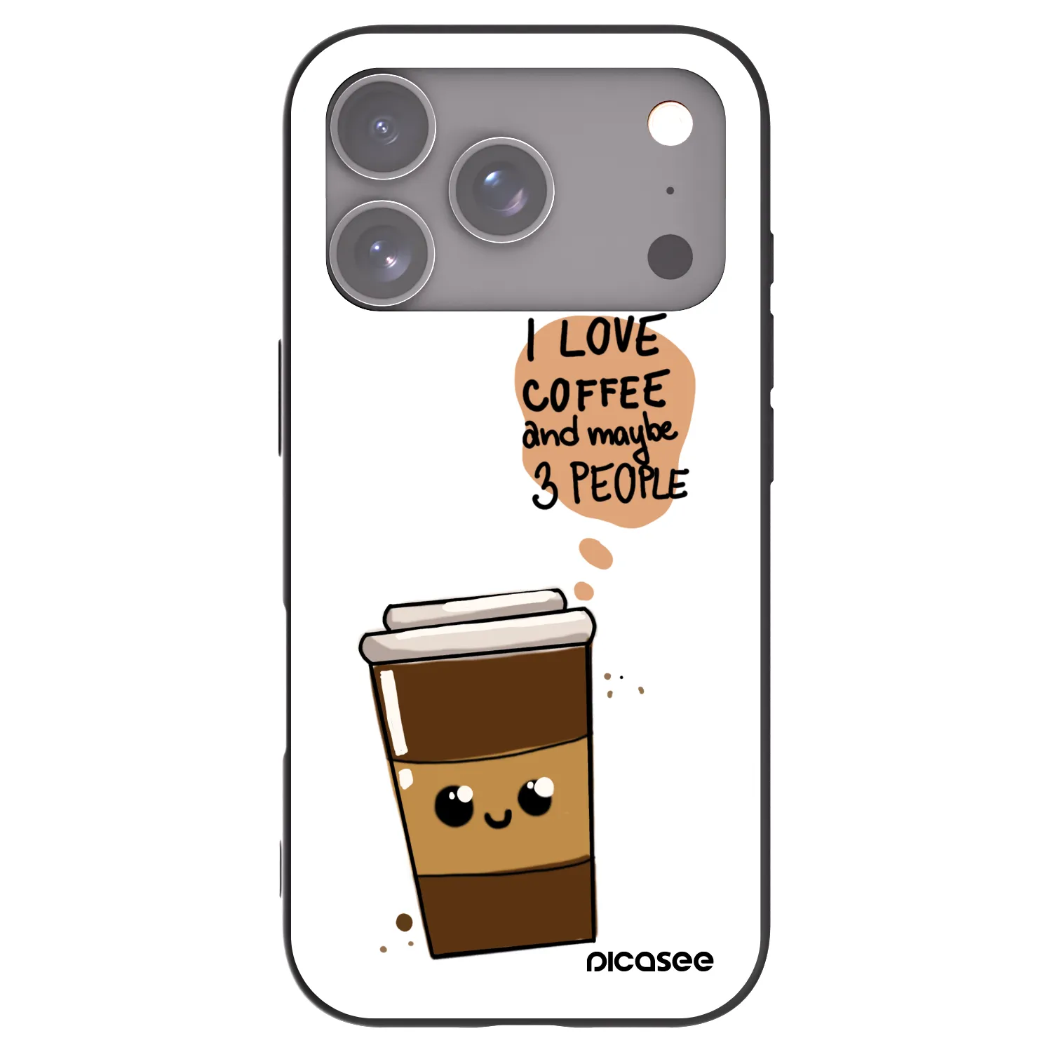 Picasee silikonový černý obal pro Apple iPhone 17 Pro - Cute coffee