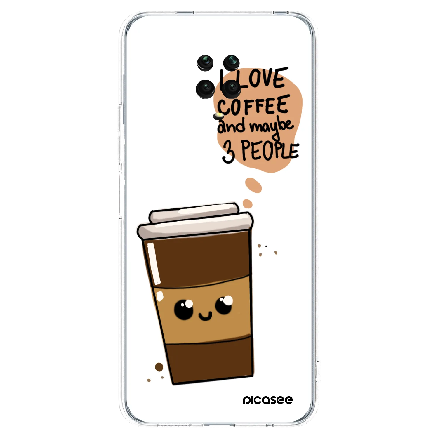 Picasee silikonový průhledný obal pro Xiaomi Redmi Note 9 Pro - Cute coffee