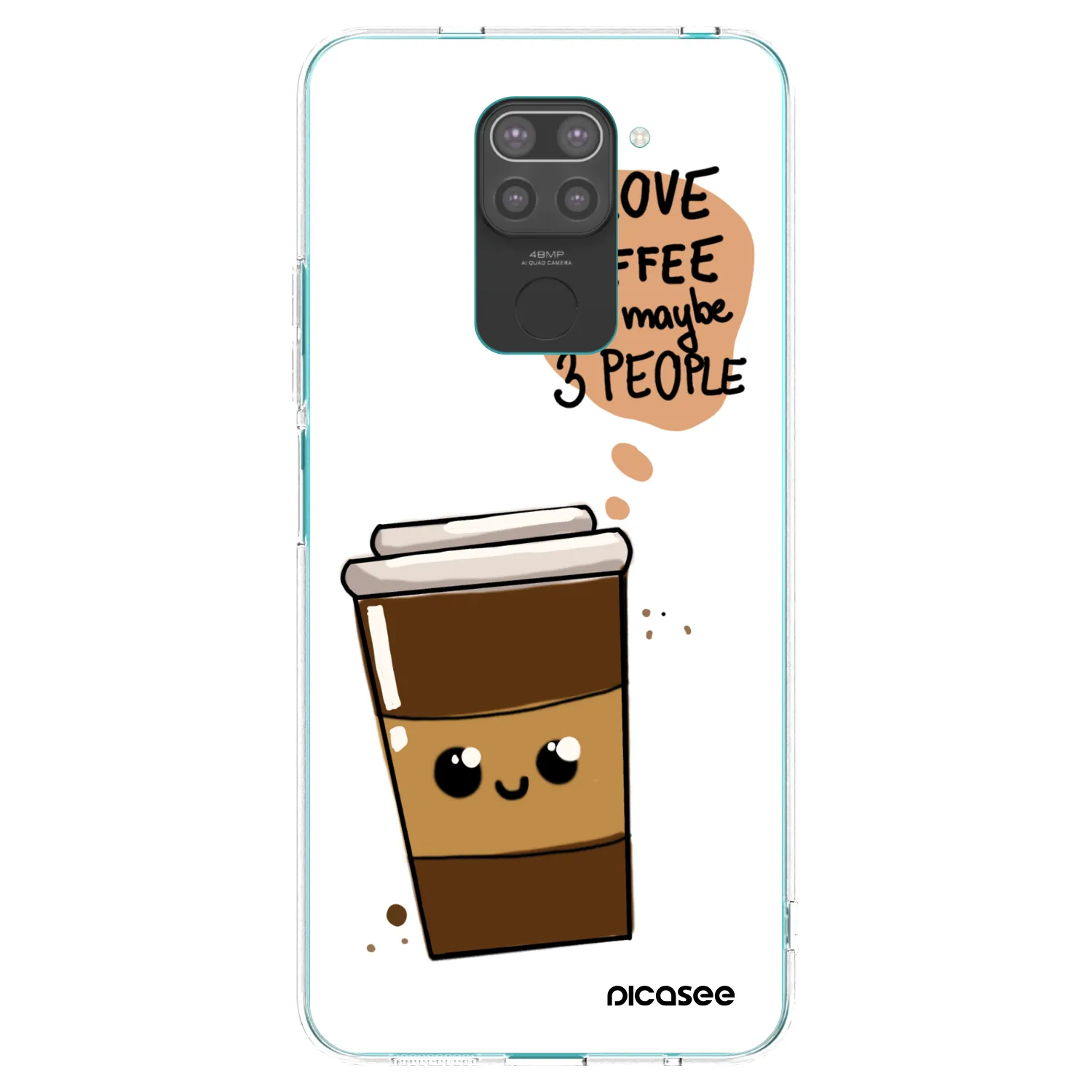 Picasee silikonový černý obal pro Xiaomi Redmi Note 9 - Cute coffee