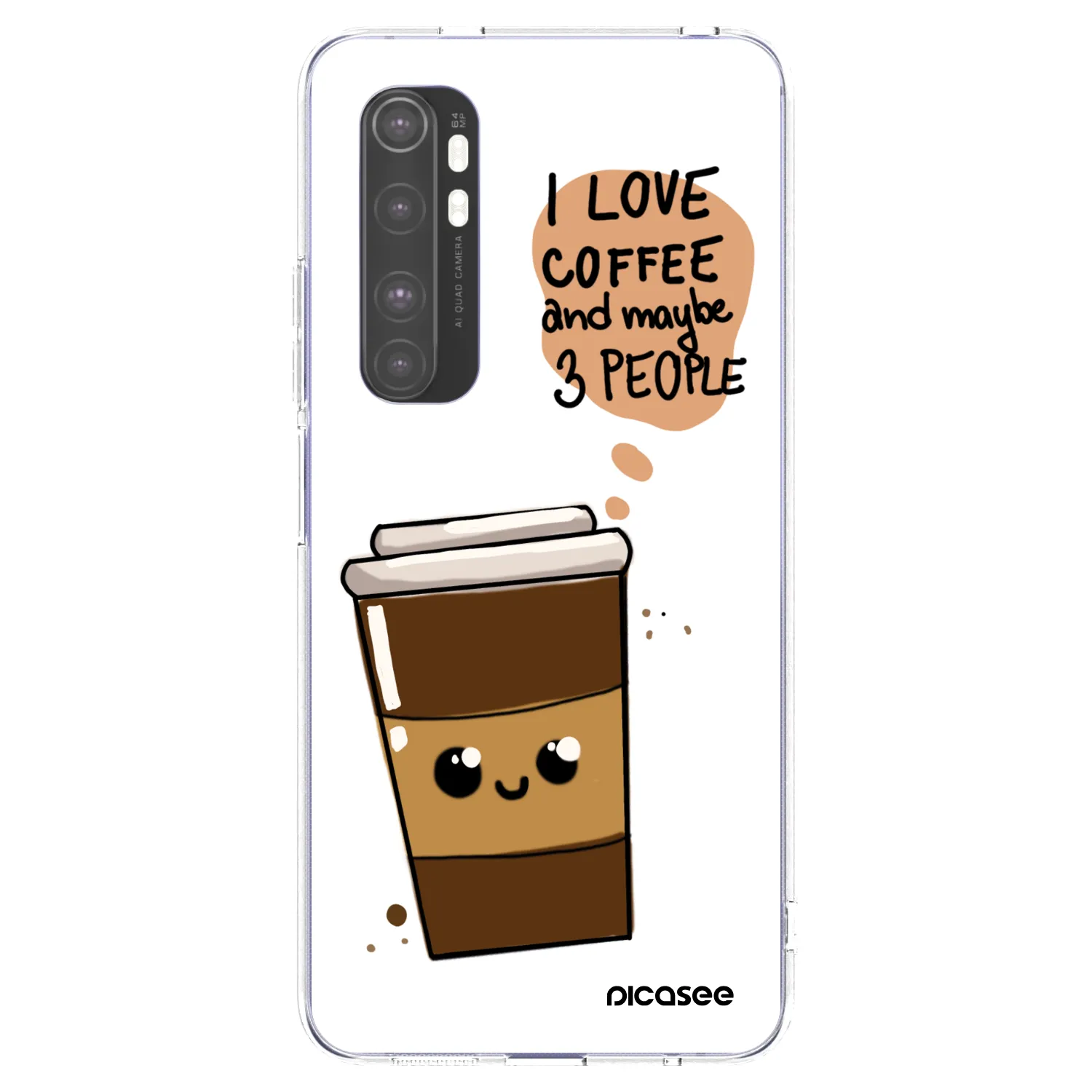 Picasee silikonový průhledný obal pro Xiaomi Mi Note 10 Lite - Cute coffee