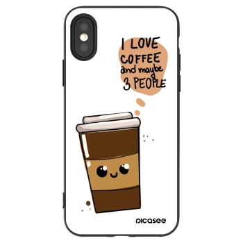 Picasee silikonový černý obal pro Apple iPhone X/XS - Cute coffee