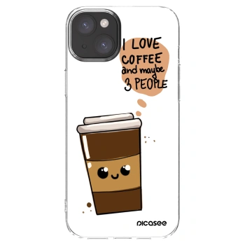 Picasee silikonový průhledný obal pro Apple iPhone 15 Plus - Cute coffee