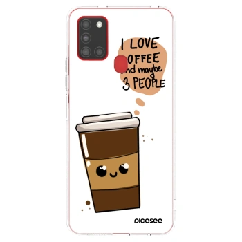 Picasee silikonový průhledný obal pro Samsung Galaxy A21s - Cute coffee