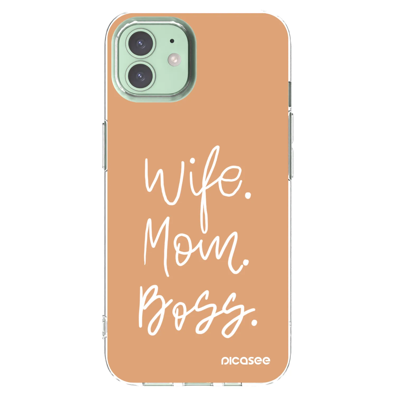 Picasee silikonový průhledný obal pro Apple iPhone 12 - Boss Mama
