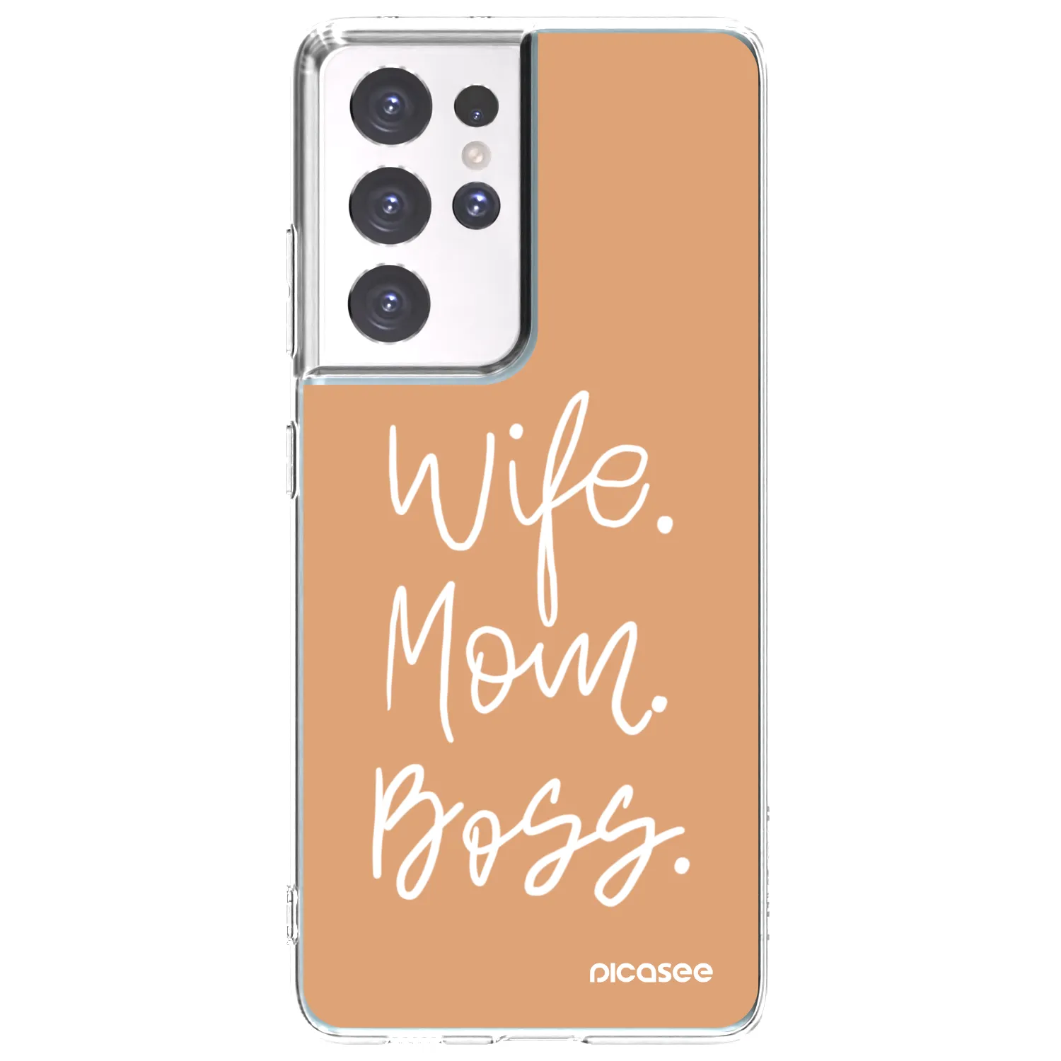 Picasee silikonový průhledný obal pro Samsung Galaxy S21 Ultra 5G G998B - Boss Mama