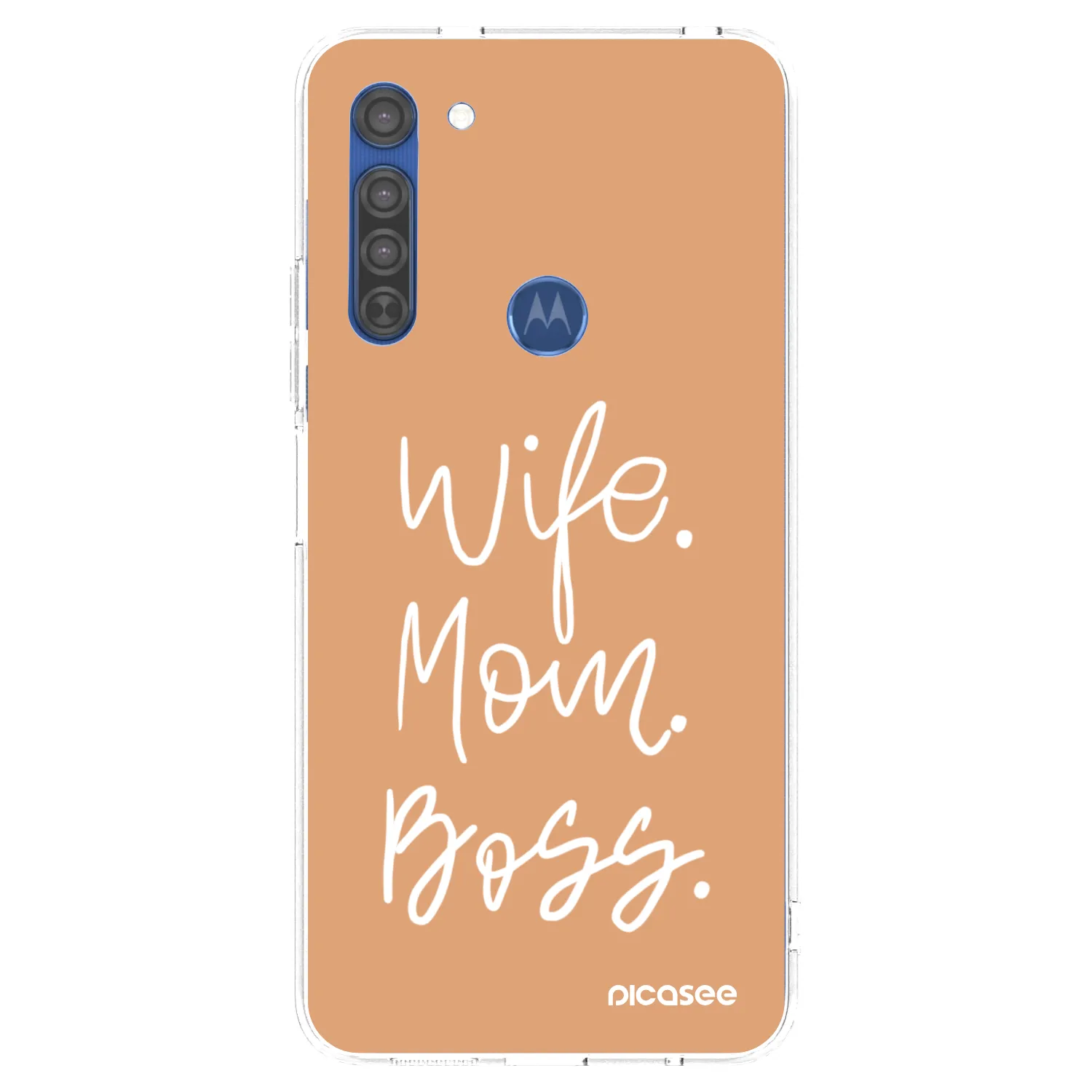 Picasee silikonový průhledný obal pro Motorola Moto G8 - Boss Mama