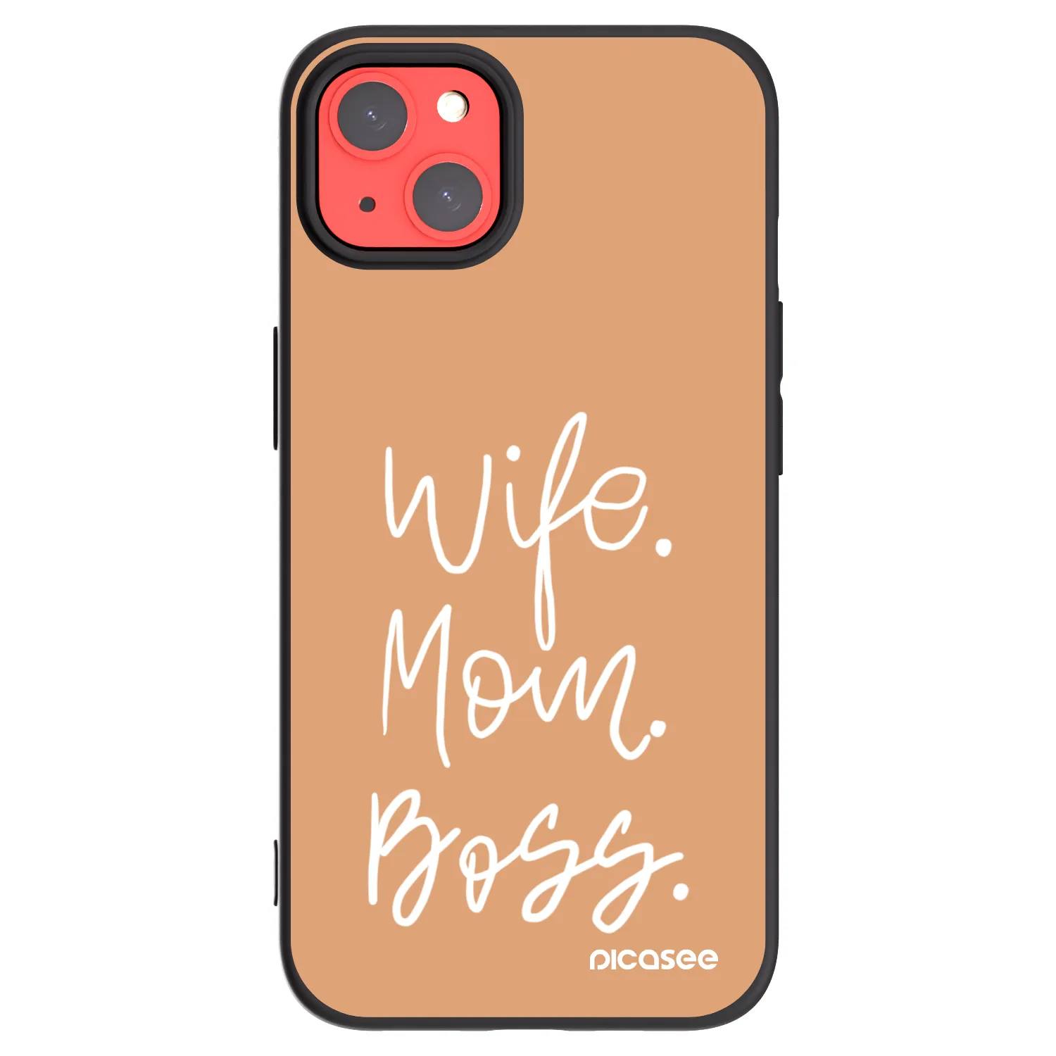 Picasee silikonový černý obal pro Apple iPhone 13 - Boss Mama