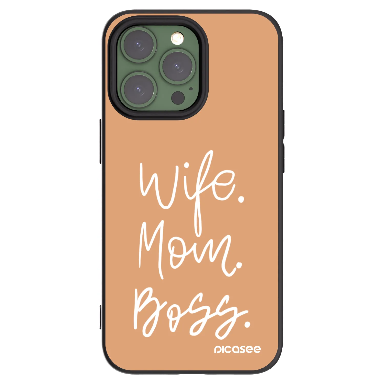 Picasee silikonový černý obal pro Apple iPhone 13 Pro - Boss Mama