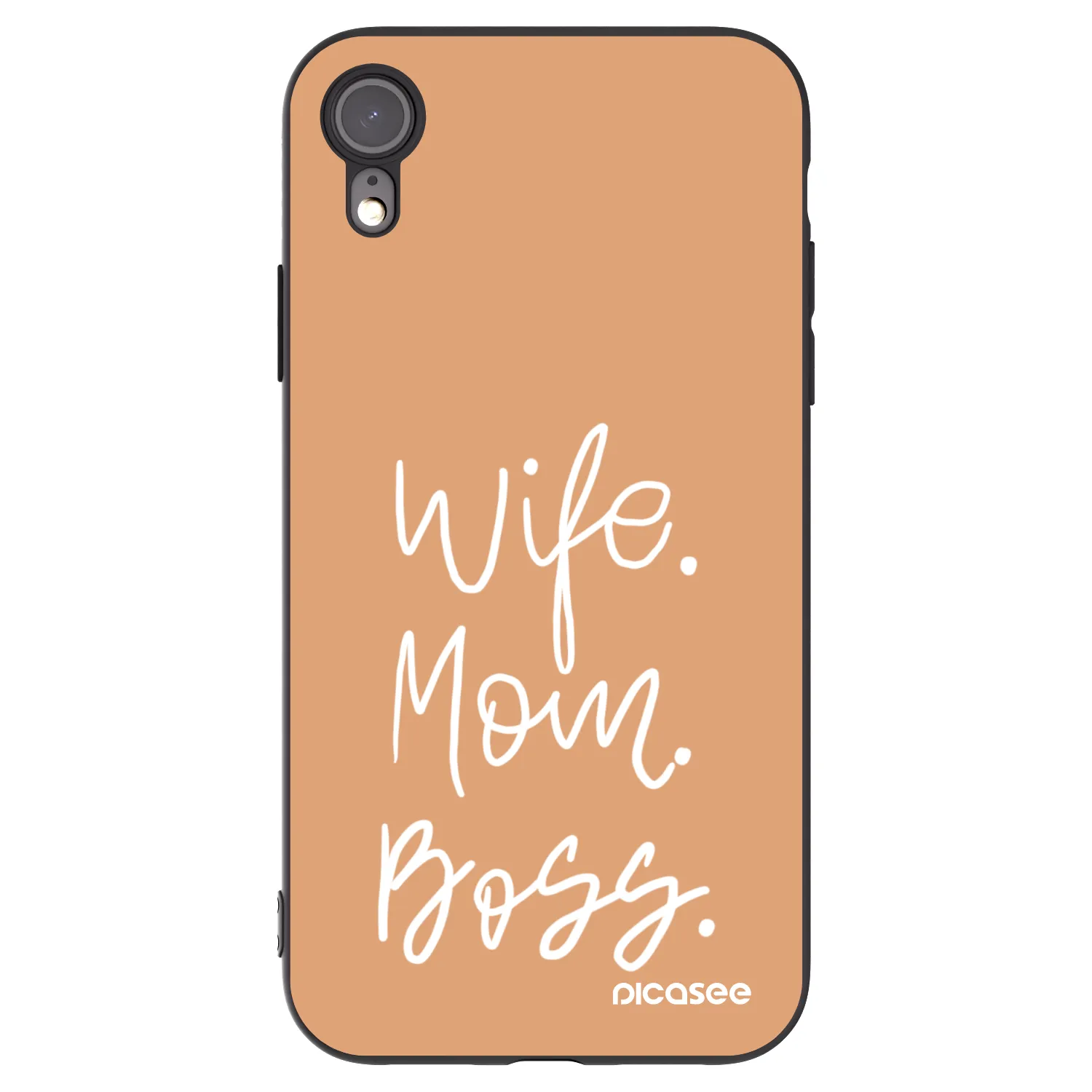 Picasee silikonový černý obal pro Apple iPhone XR - Boss Mama