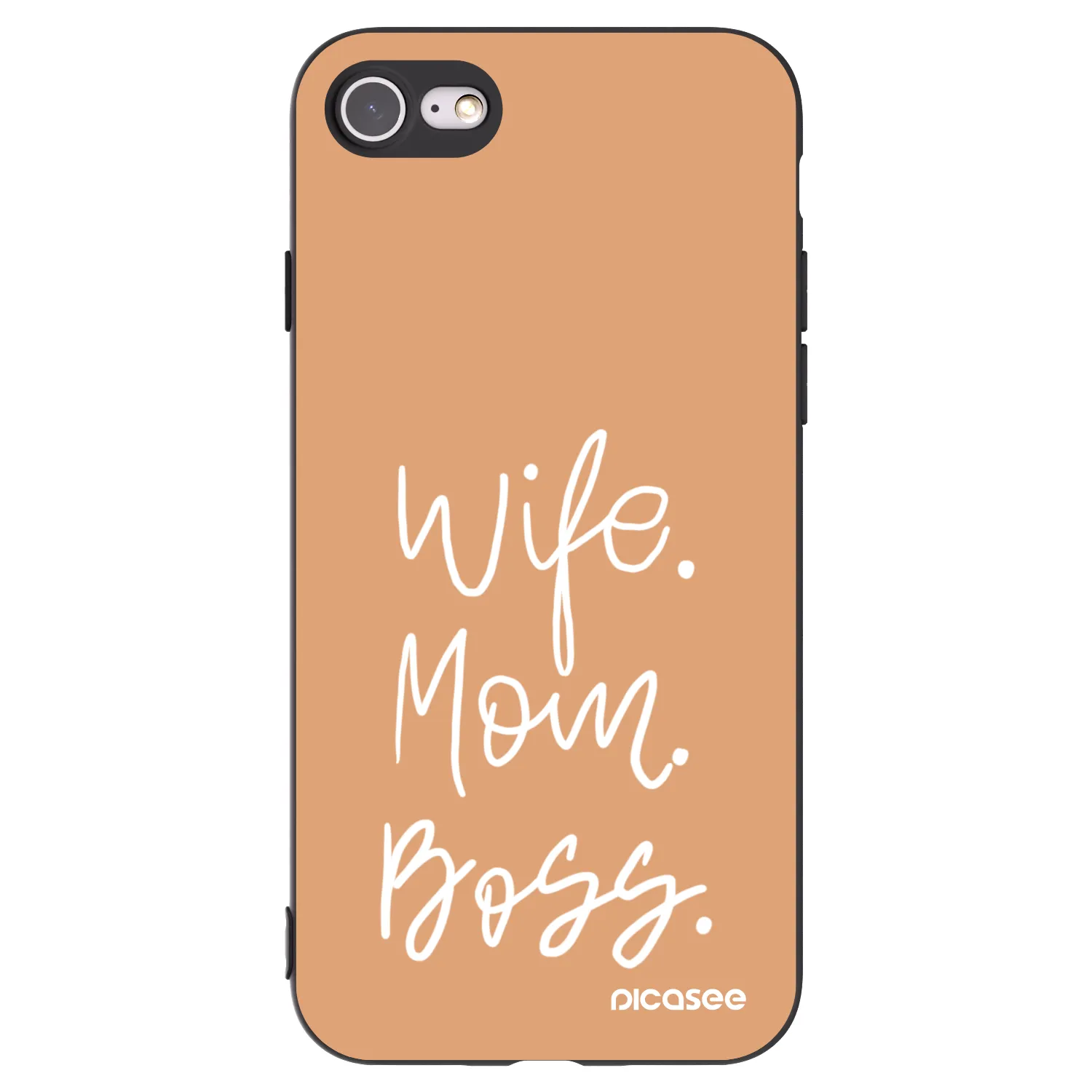 Picasee silikonový černý obal pro Apple iPhone SE 2022 - Boss Mama