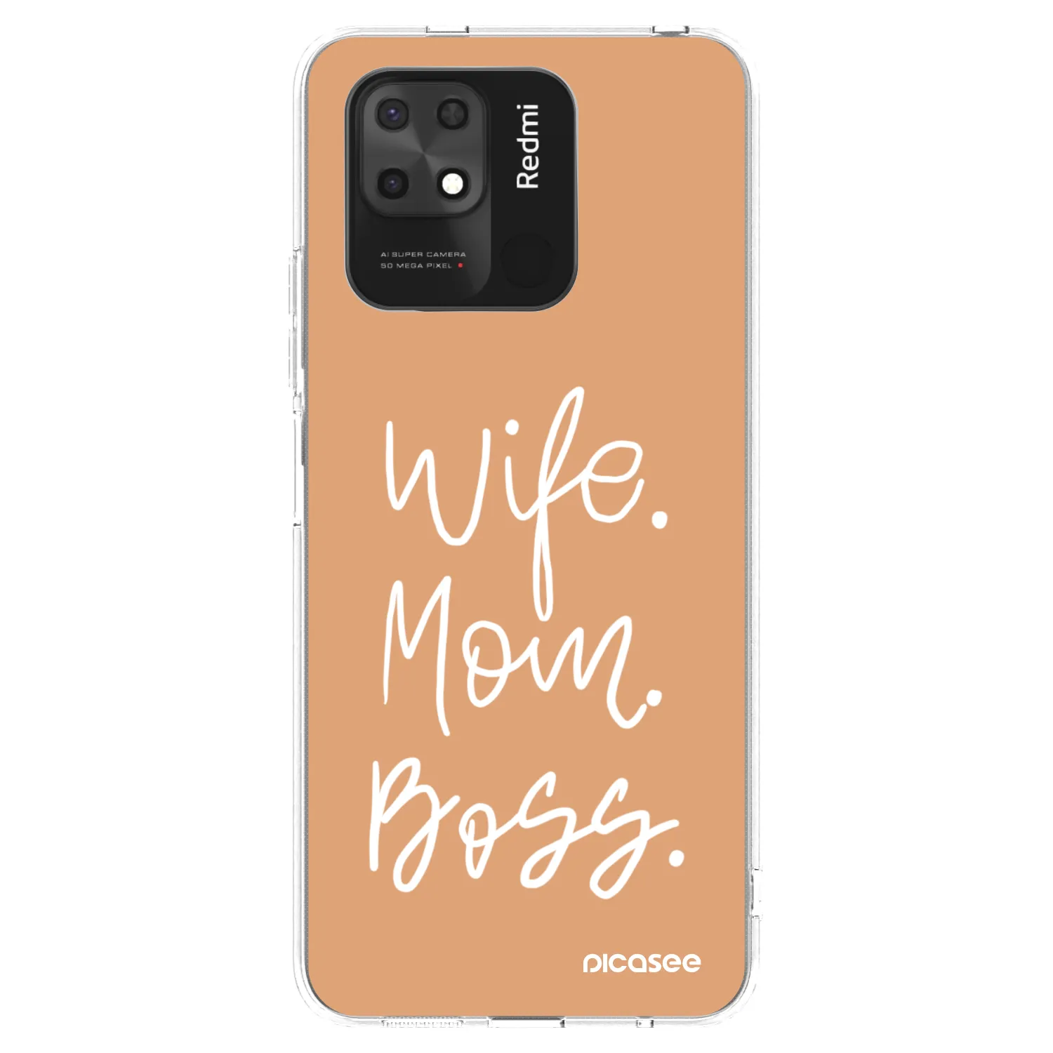 Picasee silikonový průhledný obal pro Xiaomi Redmi 10C - Boss Mama