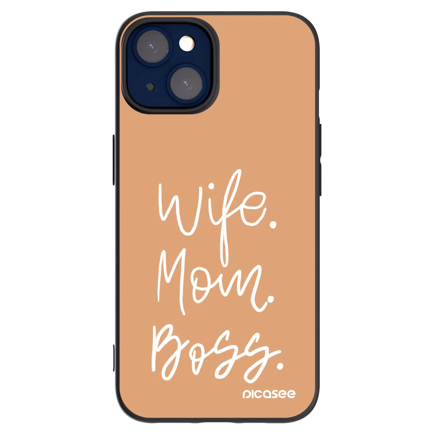 Picasee silikonový černý obal pro Apple iPhone 14 - Boss Mama