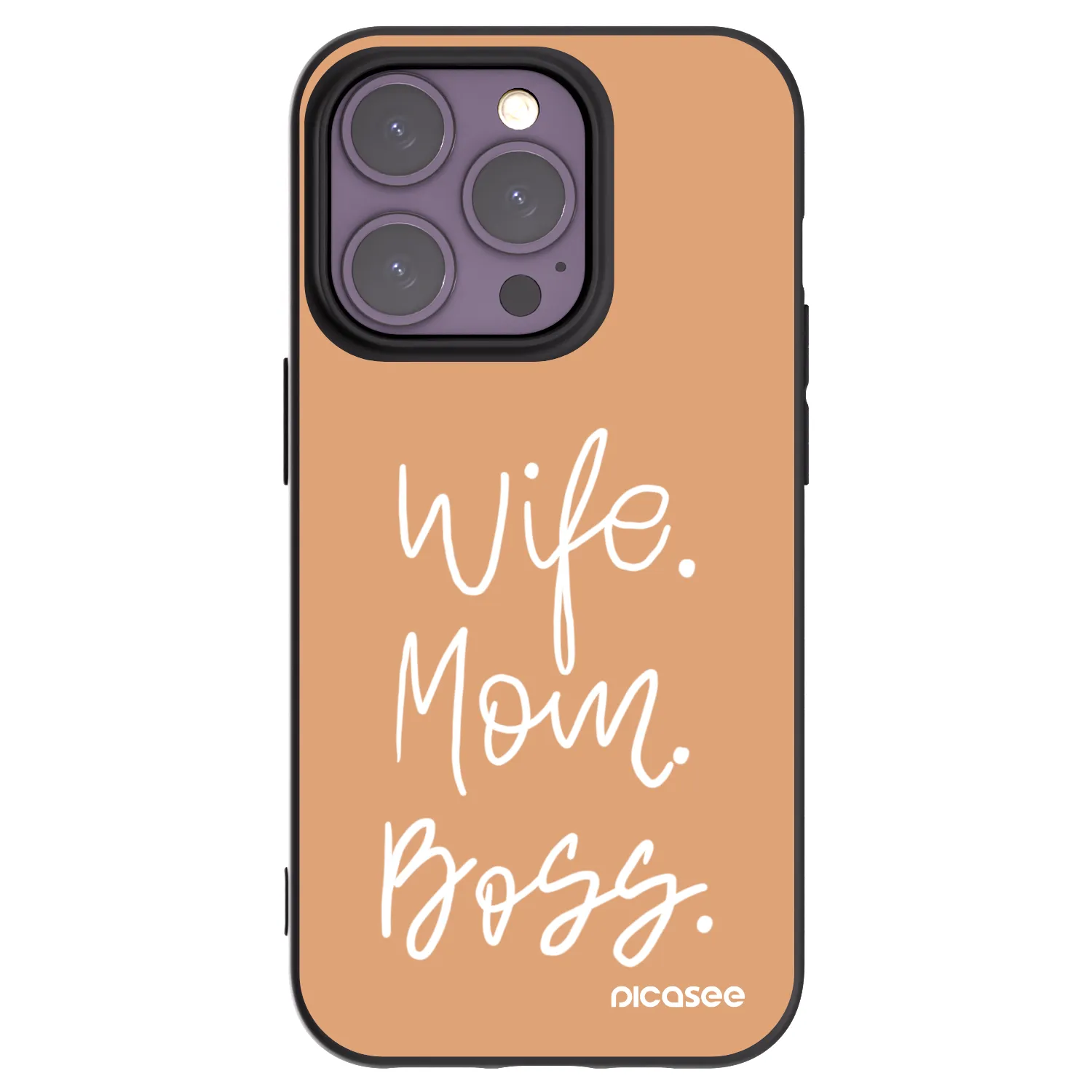 Picasee silikonový černý obal pro Apple iPhone 14 Pro - Boss Mama