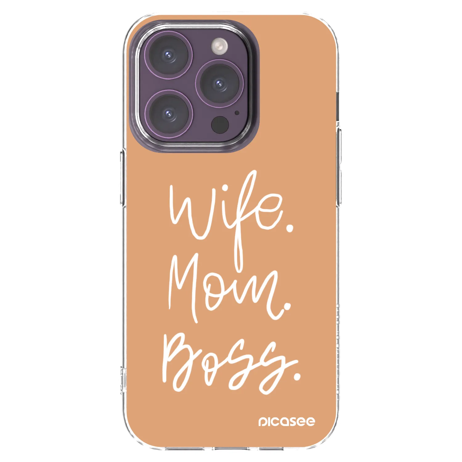 Picasee silikonový průhledný obal pro Apple iPhone 14 Pro - Boss Mama