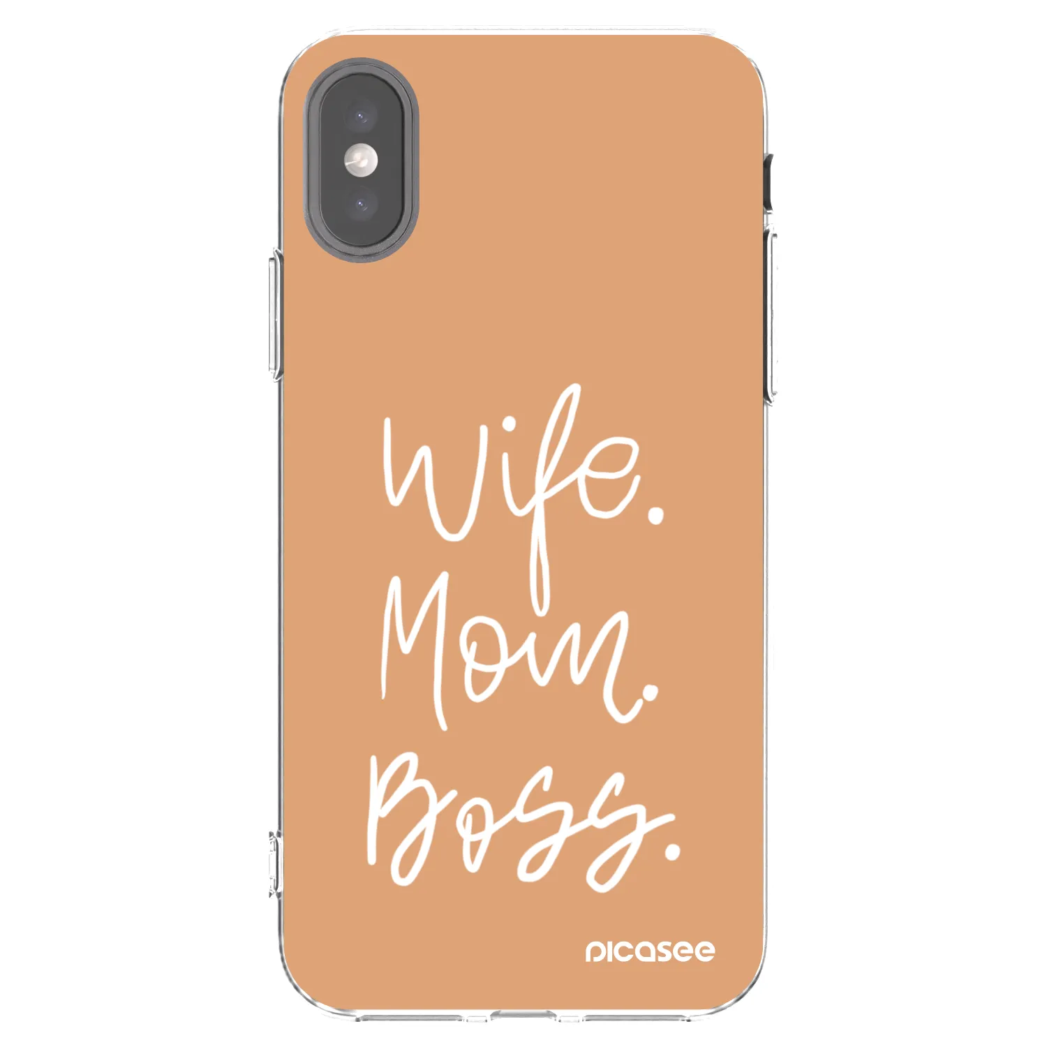 Picasee silikonový průhledný obal pro Apple iPhone X/XS - Boss Mama