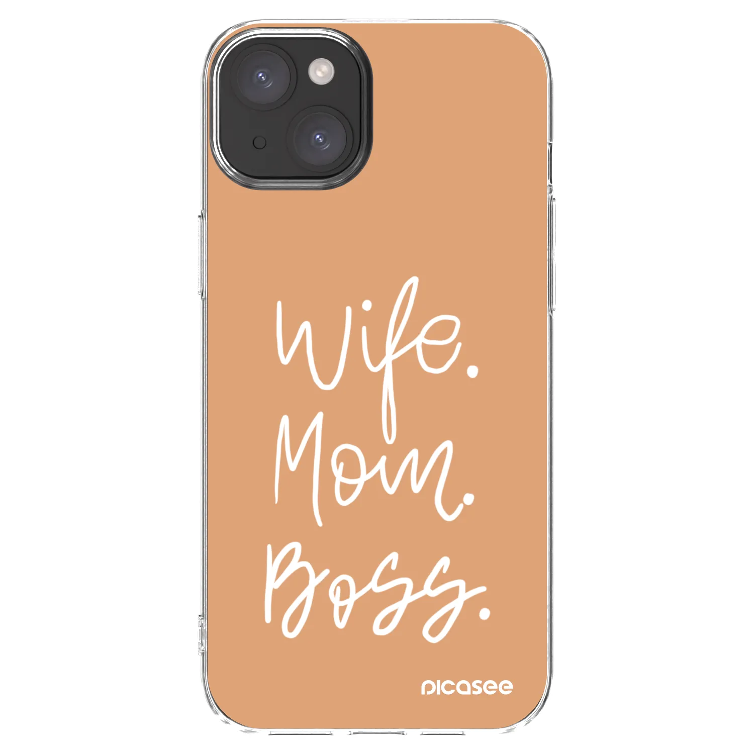 Picasee silikonový průhledný obal pro Apple iPhone 15 Plus - Boss Mama