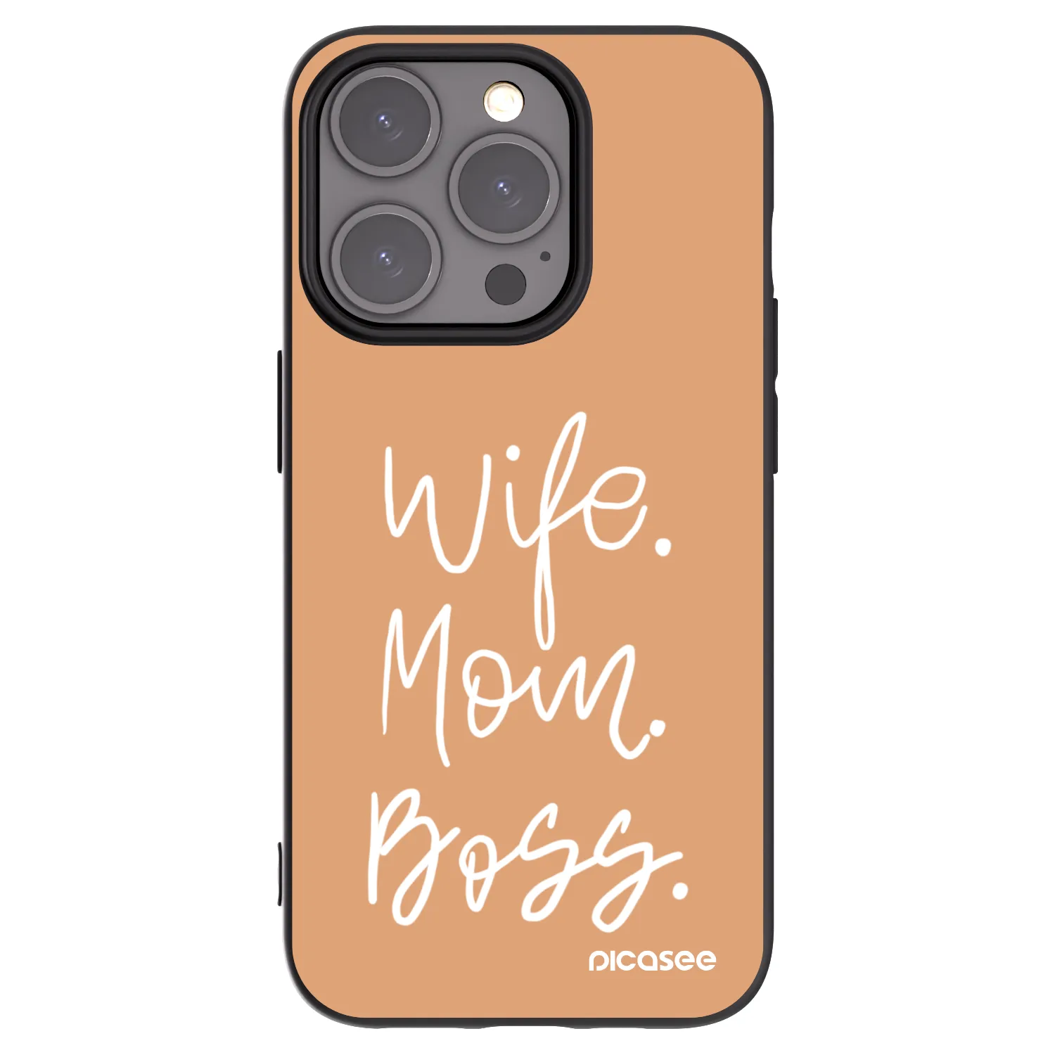 Picasee silikonový černý obal pro Apple iPhone 15 Pro - Boss Mama
