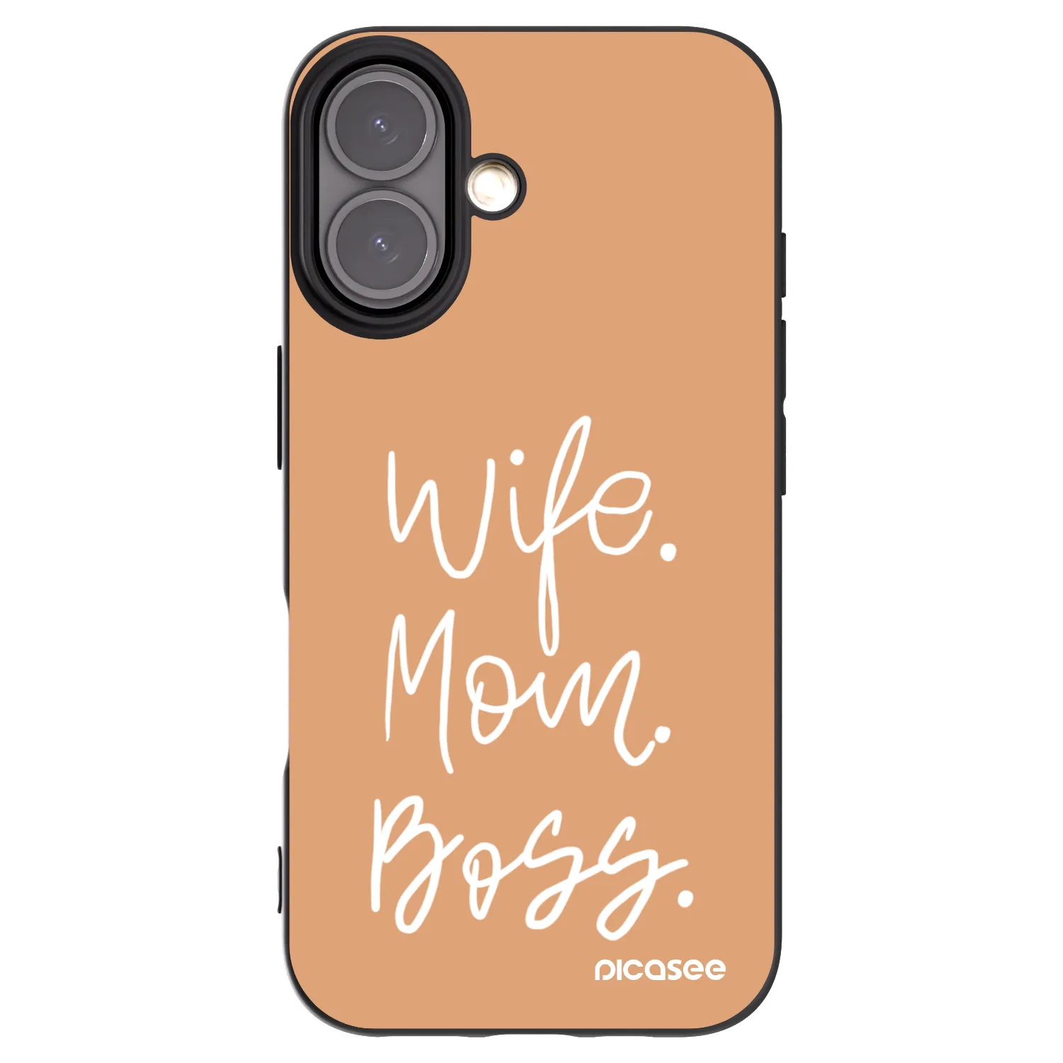 Picasee silikonový černý obal pro Apple iPhone 16 - Boss Mama