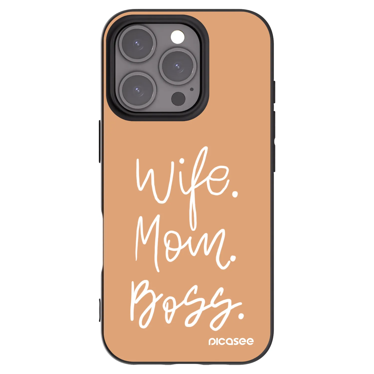 Picasee silikonový černý obal pro Apple iPhone 16 Pro - Boss Mama