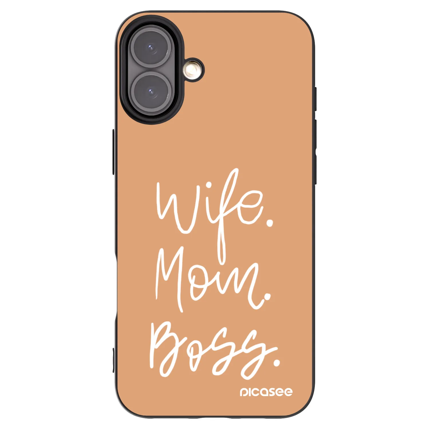 Picasee silikonový černý obal pro Apple iPhone 16 Plus - Boss Mama