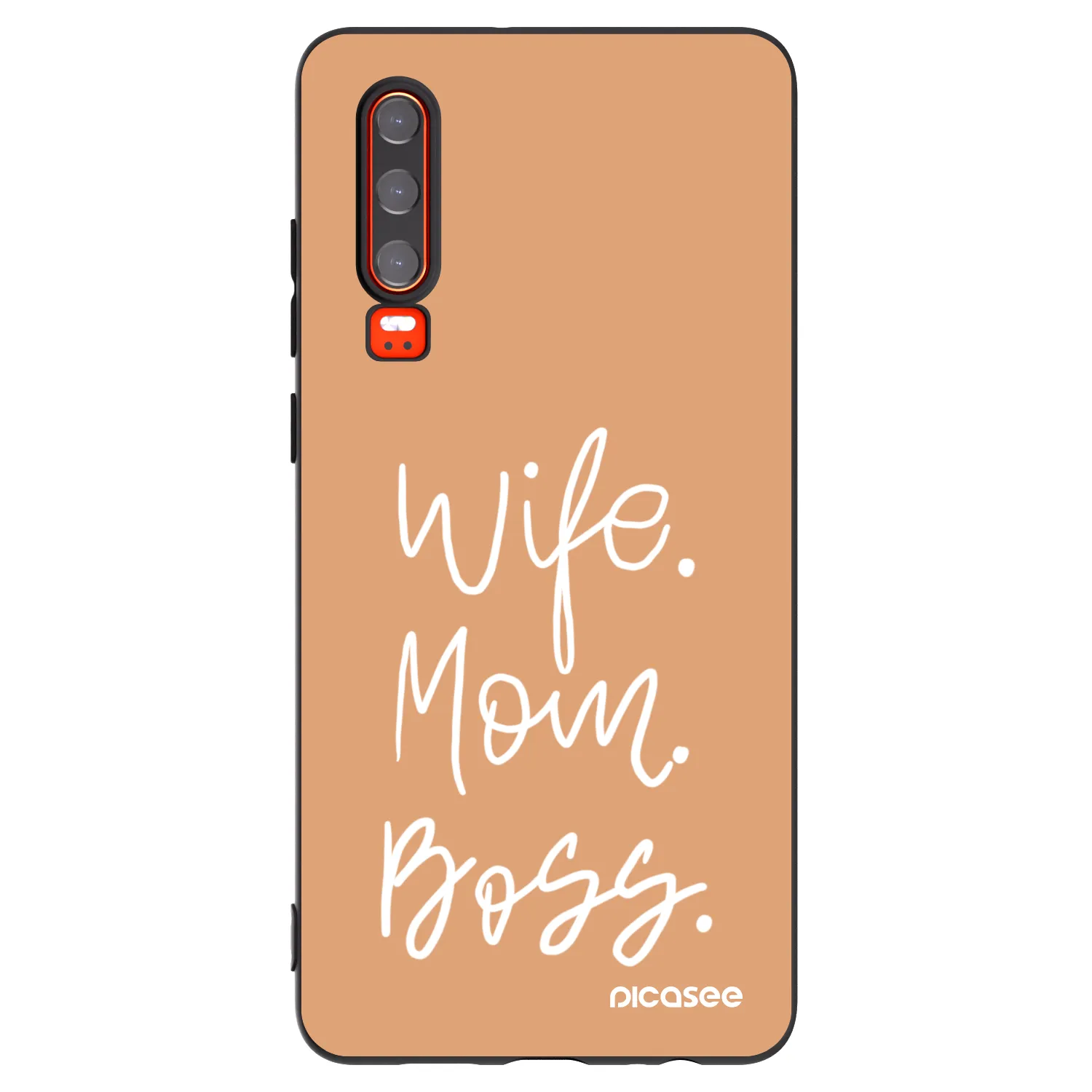 Picasee silikonový černý obal pro Huawei P30 - Boss Mama
