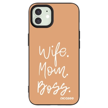 Picasee silikonový černý obal pro Apple iPhone 12 - Boss Mama