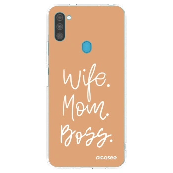 Picasee silikonový průhledný obal pro Samsung Galaxy M11 - Boss Mama