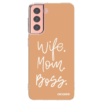 Picasee silikonový průhledný obal pro Samsung Galaxy S21 5G G991B - Boss Mama