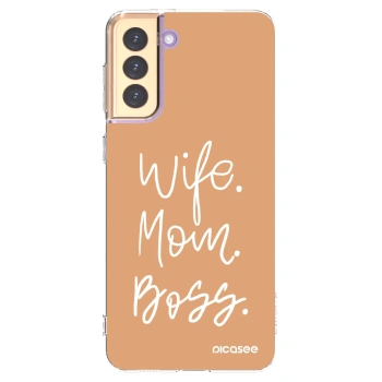 Picasee silikonový průhledný obal pro Samsung Galaxy S21+ 5G G996F - Boss Mama