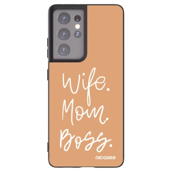 Picasee silikonový černý obal pro Samsung Galaxy S21 Ultra 5G G998B - Boss Mama