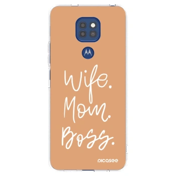 Picasee silikonový průhledný obal pro Motorola Moto G9 Play - Boss Mama