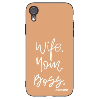 Picasee silikonový černý obal pro Apple iPhone XR - Boss Mama