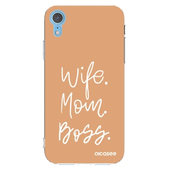 Picasee silikonový průhledný obal pro Apple iPhone XR - Boss Mama