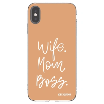 Picasee silikonový průhledný obal pro Apple iPhone XS Max - Boss Mama