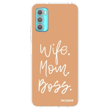 Picasee silikonový průhledný obal pro Motorola Moto G60 - Boss Mama