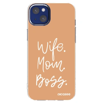 Picasee silikonový průhledný obal pro Apple iPhone 14 Plus - Boss Mama