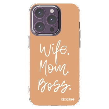 Picasee silikonový průhledný obal pro Apple iPhone 14 Pro - Boss Mama