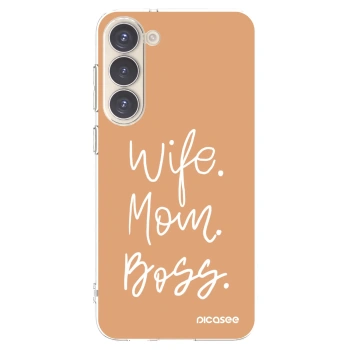 Picasee silikonový průhledný obal pro Samsung Galaxy S23+ 5G - Boss Mama