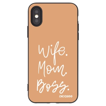 Picasee silikonový černý obal pro Apple iPhone X/XS - Boss Mama