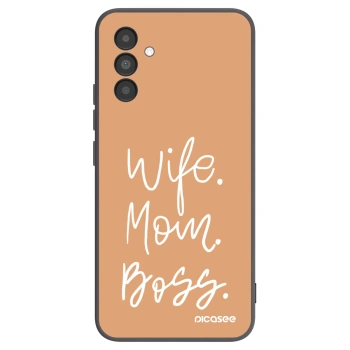 Picasee silikonový černý obal pro Samsung Galaxy A04s A047F - Boss Mama