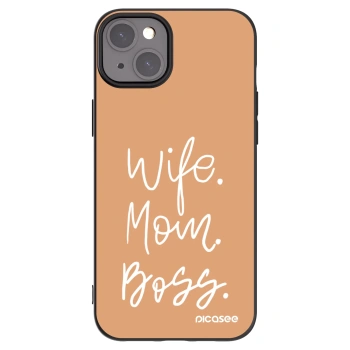 Picasee silikonový černý obal pro Apple iPhone 15 Plus - Boss Mama