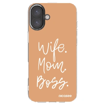 Picasee silikonový průhledný obal pro Apple iPhone 16 Plus - Boss Mama