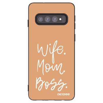 Picasee silikonový černý obal pro Samsung Galaxy S10 G973 - Boss Mama