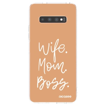 Picasee silikonový průhledný obal pro Samsung Galaxy S10 Plus G975 - Boss Mama