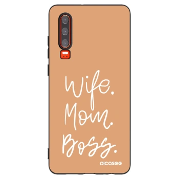 Picasee silikonový černý obal pro Huawei P30 - Boss Mama