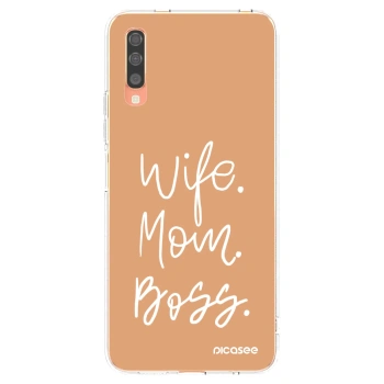 Picasee silikonový průhledný obal pro Samsung Galaxy A70 A705F - Boss Mama